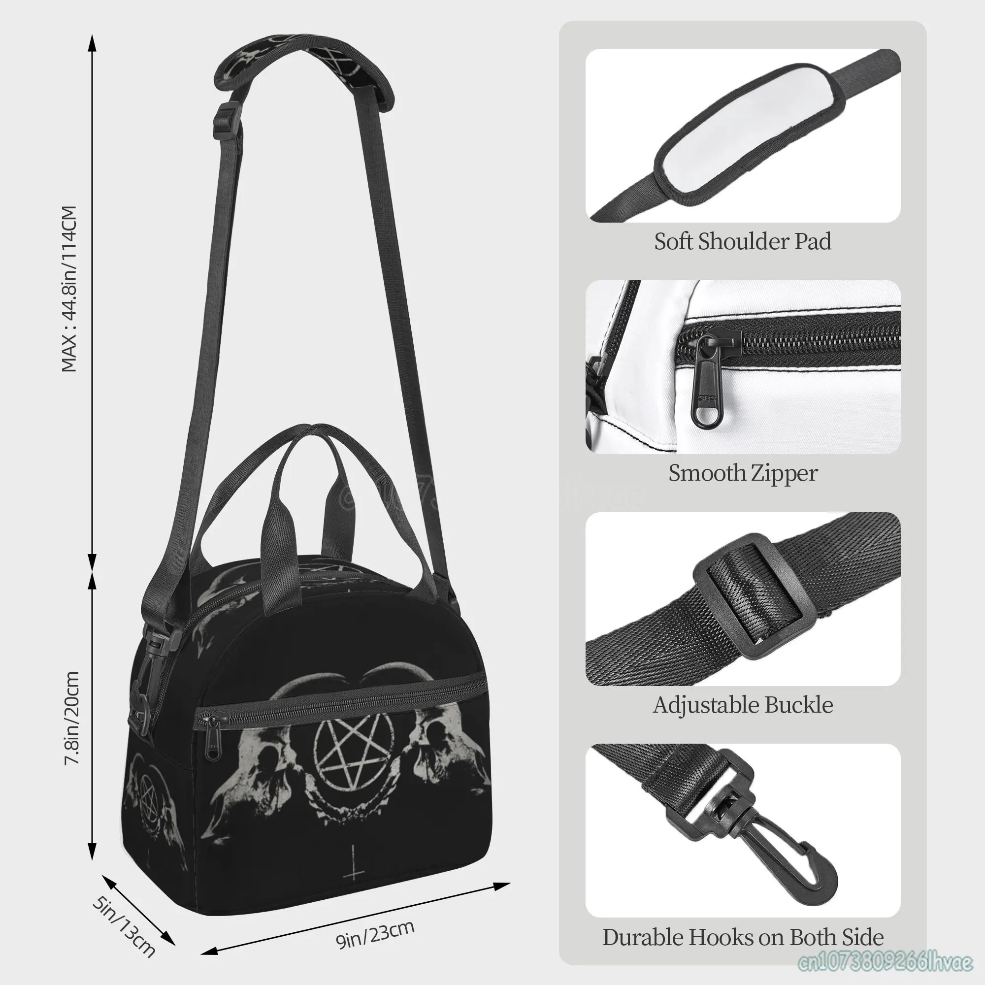 Pentagram Satantic Occult Church of Satan Goat Goth Lunch Bags Reusable Insulated Bento Bag Thermal Cooler Food Bags for Work