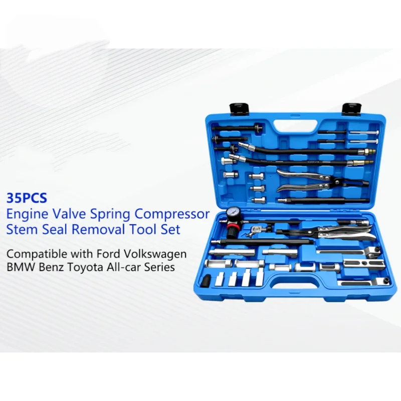 35pcs Universal Valve Spring Compressor and Valve stem Oil Seal Remover Kit Cylinder Head Repair Tool for BMW for  VW for  Audi