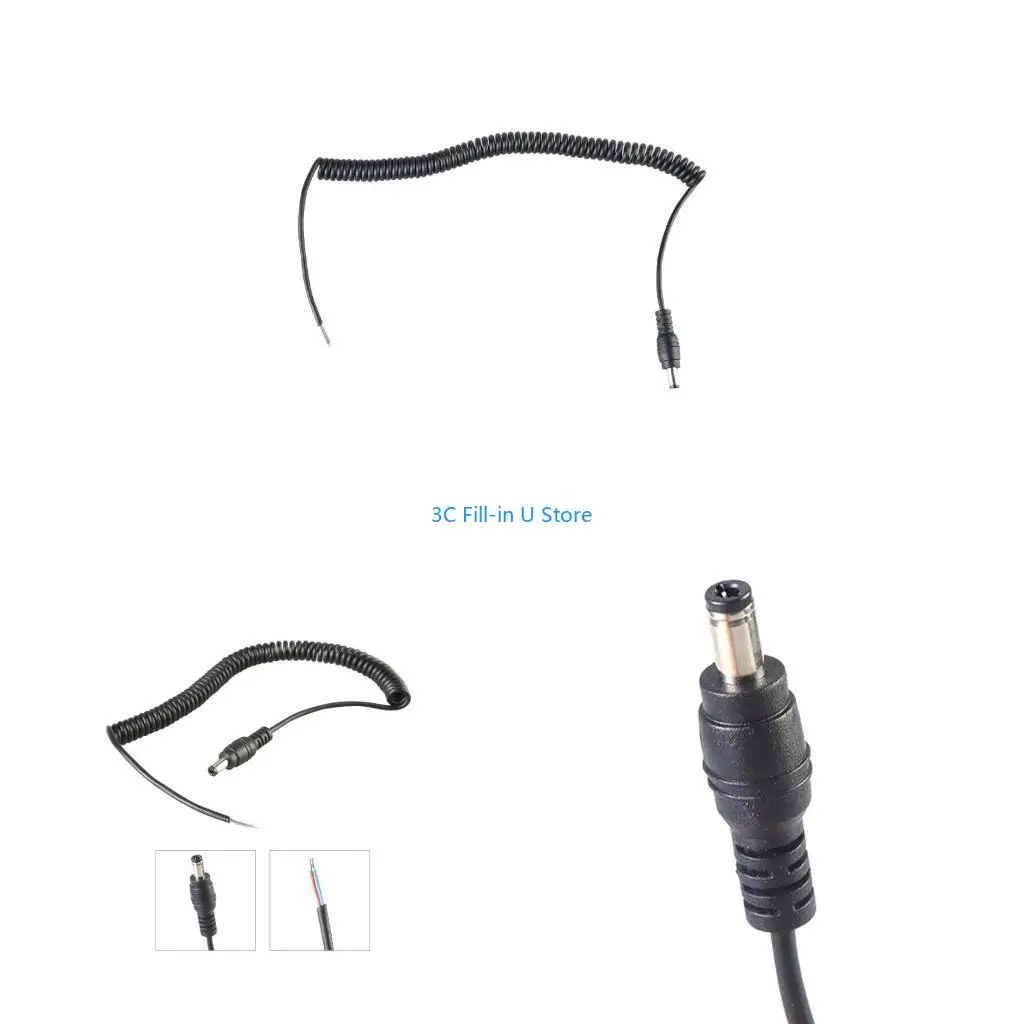 G8TA Retractable 5.5x2.5mm Power Wire Spring Cable for Car Recorders and Speakers