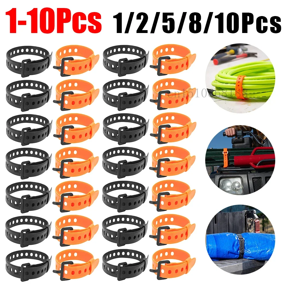 1-10Pcs Travel Tied Belt Durable Rubber Cargo Tie 30/45cm Down Luggage Lash Belt Strap Camping Hiking Cargo Storage Belt Buckle