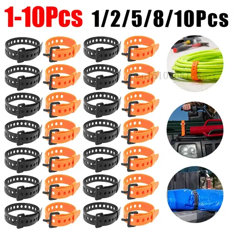 1-10 pçs viagem amarrado cinto de borracha durável carga gravata 30/45cm para baixo bagagem chicote cinto cinta acampamento caminhadas carga armazenamento cinto fivela
