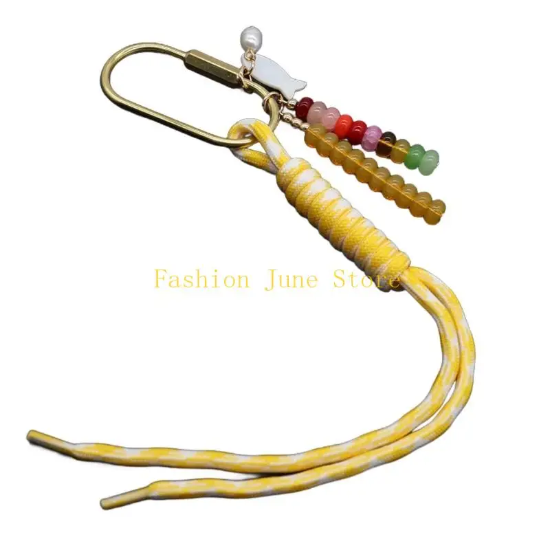N5KA Braided Bag Charm Keychain with Fish Detail for Everyday Carry