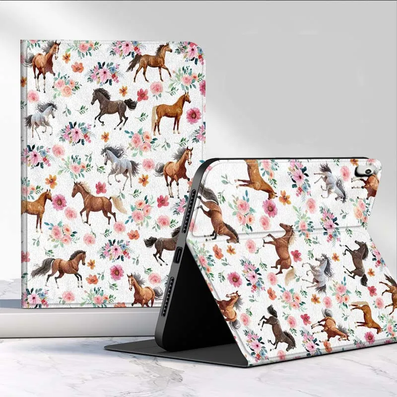 

Horse Flower Pattern For Huawei MediaPad MatePad Pro Air 12 X T5 T10S M6 M5 C5e SE 11 11.5 10.4 Inch Tablet Case