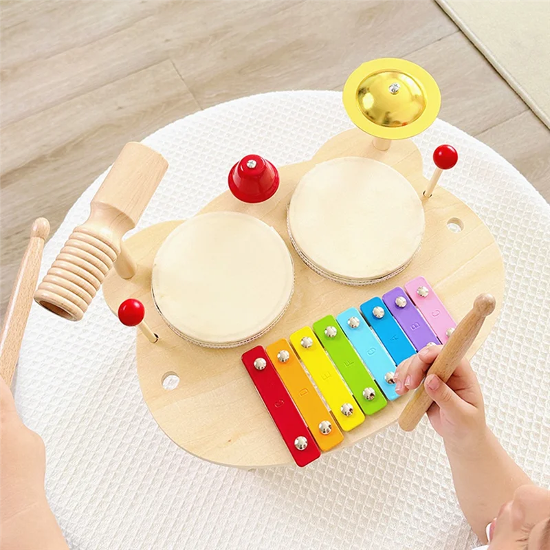 AS96-1Set batterie pour enfants Instruments de musique pour enfants couleur bois sensoriel