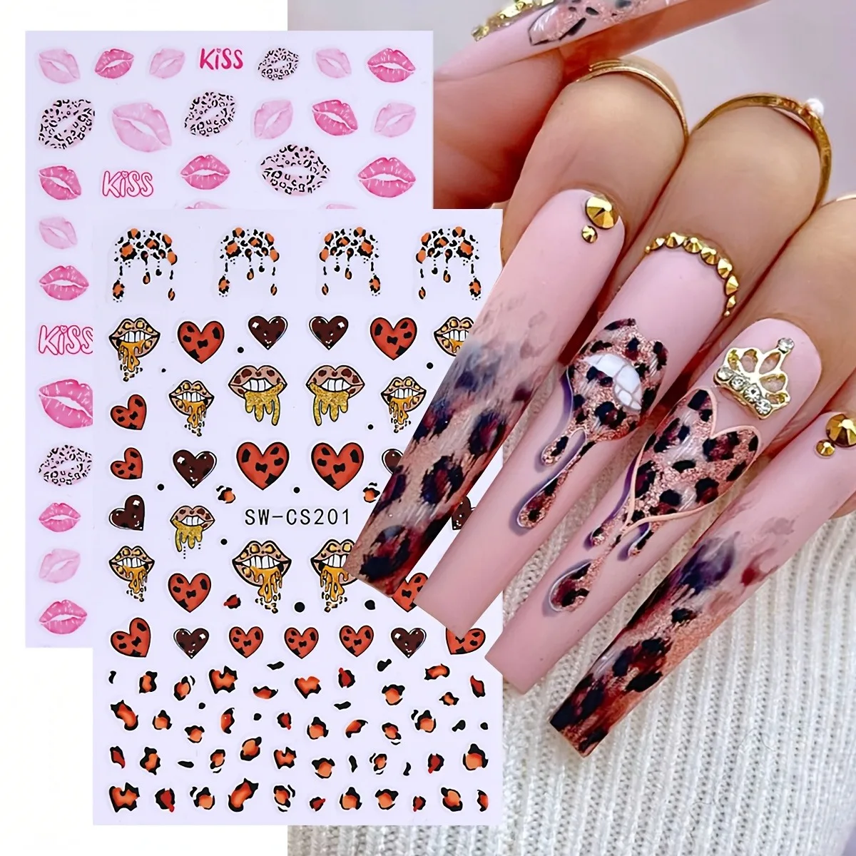 สติ๊กเกอร์ติดเล็บรูปปากวาเลนไทน์ 3 ชิ้น ใช้งานง่ายสำหรับตกแต่งเล็บ DIY ของขวัญ งานปาร์ตี้ และแต่งหน้างานแต่งงาน