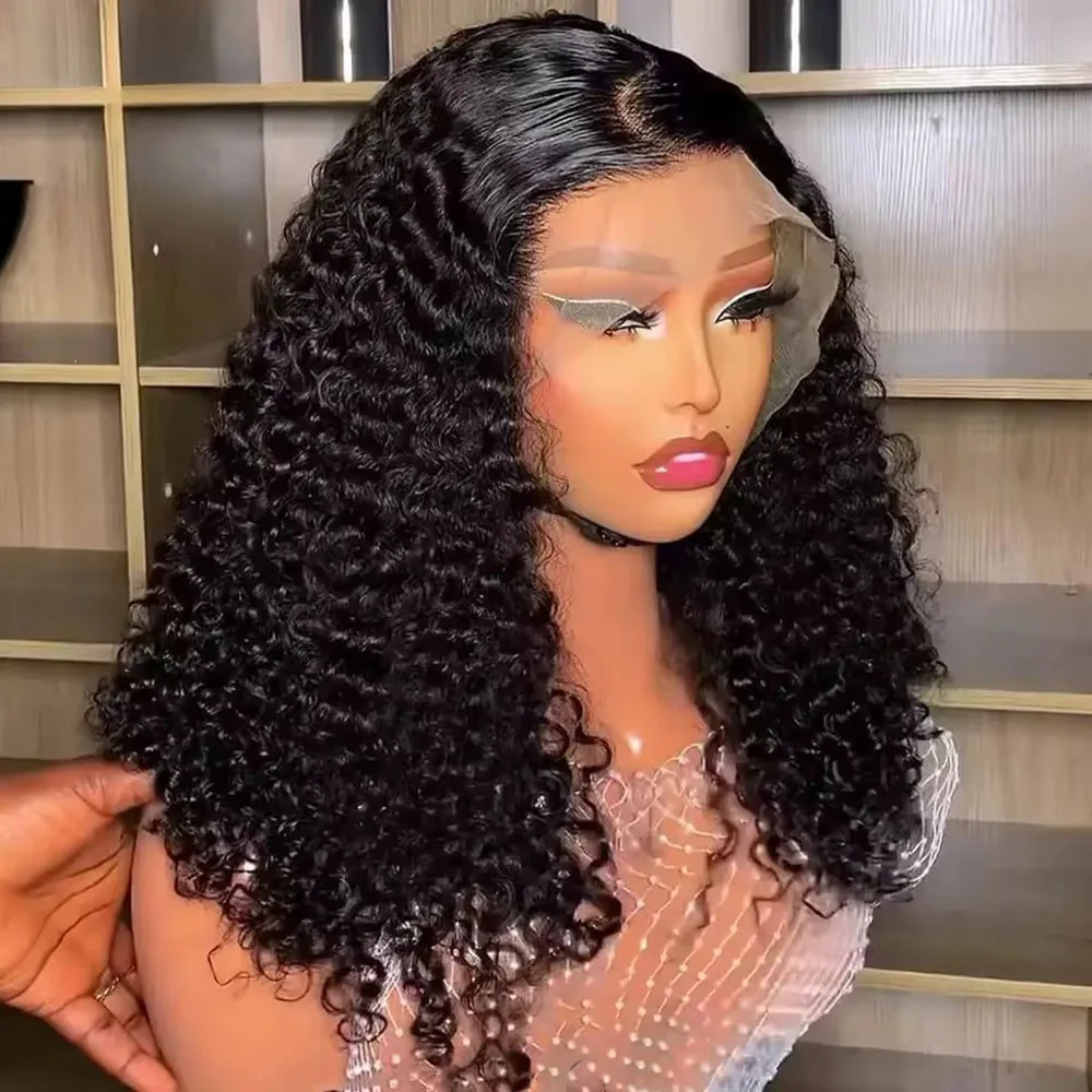 

Human Hair Wigs For Women Brazilian Deep Wave Frontal Wig 180 Density Transparent T Part Lace Wig Jerry Curl Bob PrePlucked Remy