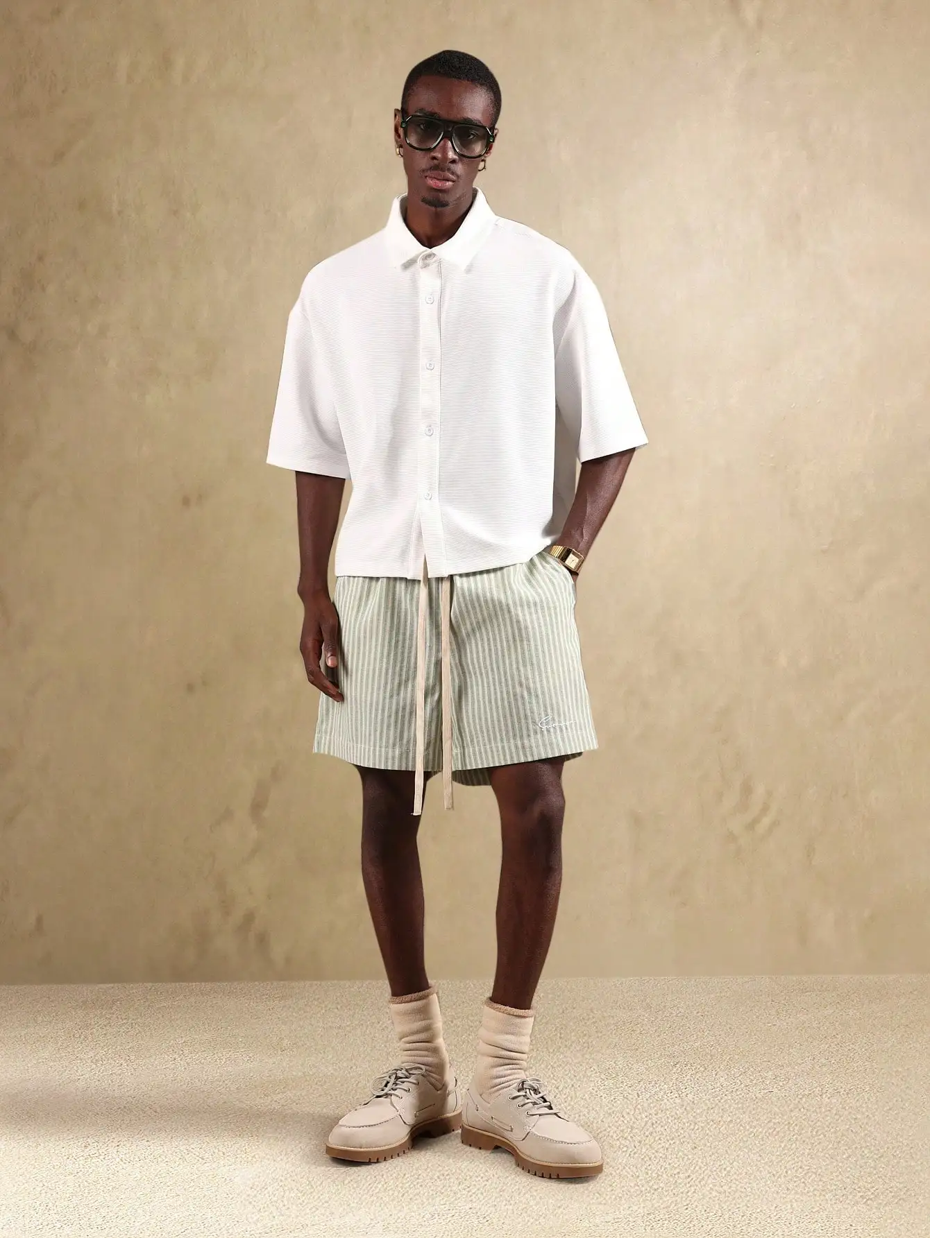 

Летние полосатые шорты на шнурке из смесового хлопка, повседневные спортивные брюки с вышивкой