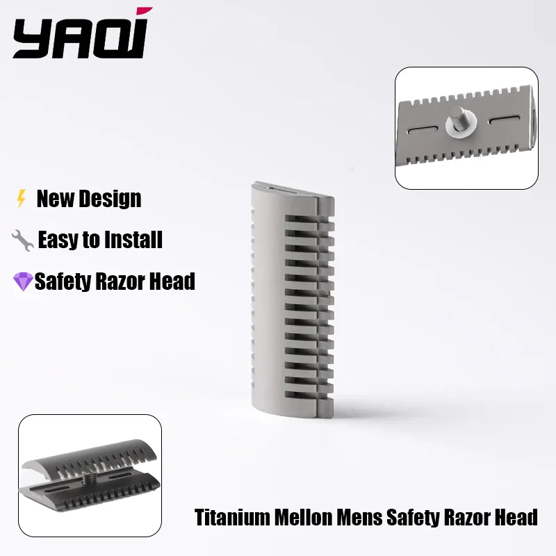 2026 New Arriva！YAQI Titanium Mellon Men's Safety Razor Head for Shaving Razors, Professional Smooth Shaving Grooming Tool