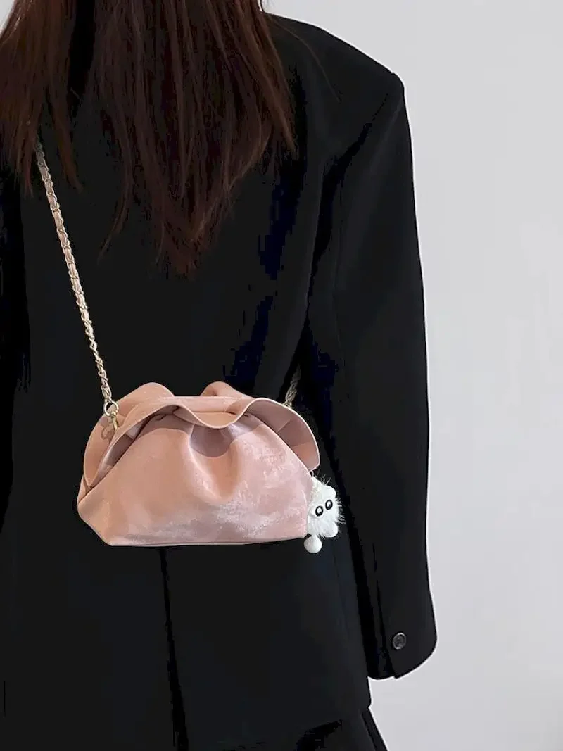 

Chain Cloud Crossbody Bag for Women Niche Design Pleated Cute Shoulder Bags 2024 New in Fashion Trendy Little Bags Female