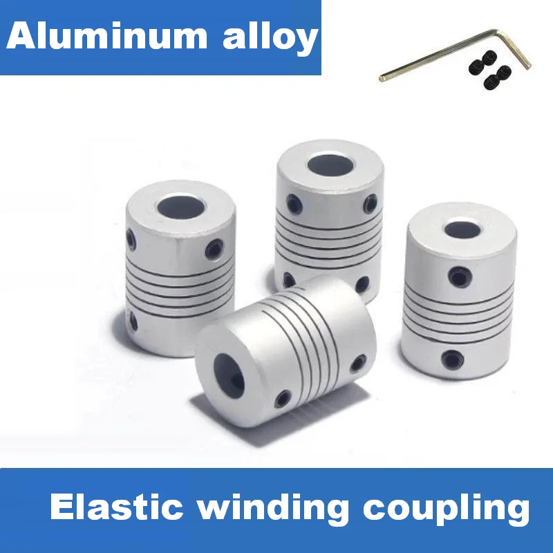 Aluminum alloy elastic coupling with a diameter of 3-10mm, suitable for 3D printer stepper servo motor D19L25 encoder winding