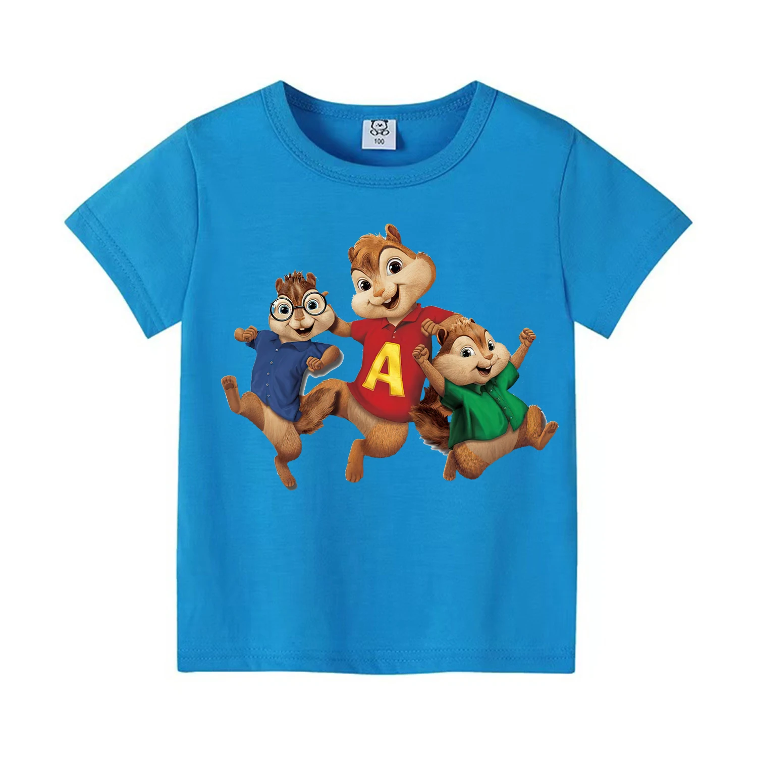 Summer Child Short-Sleeved T Shirt Boys Girls Cute Cartoon Alvin And The Chipmunks 3d Clothes Kids Teenagers Pure Cotton Tops