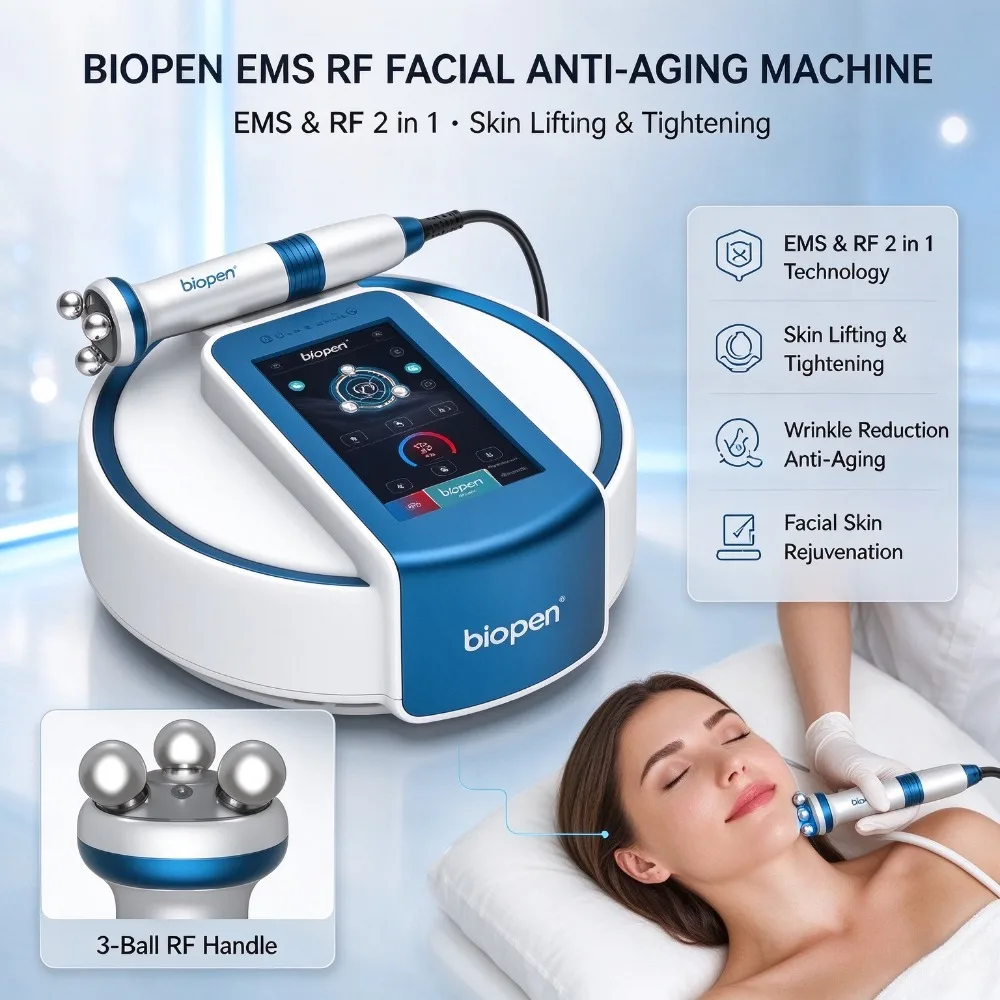 Biopen EMS RF Facial Machine, Radio Frequency Skin Tightening Anti-Aging Wrinkle Removal Skin Rejuvenation Beauty Device