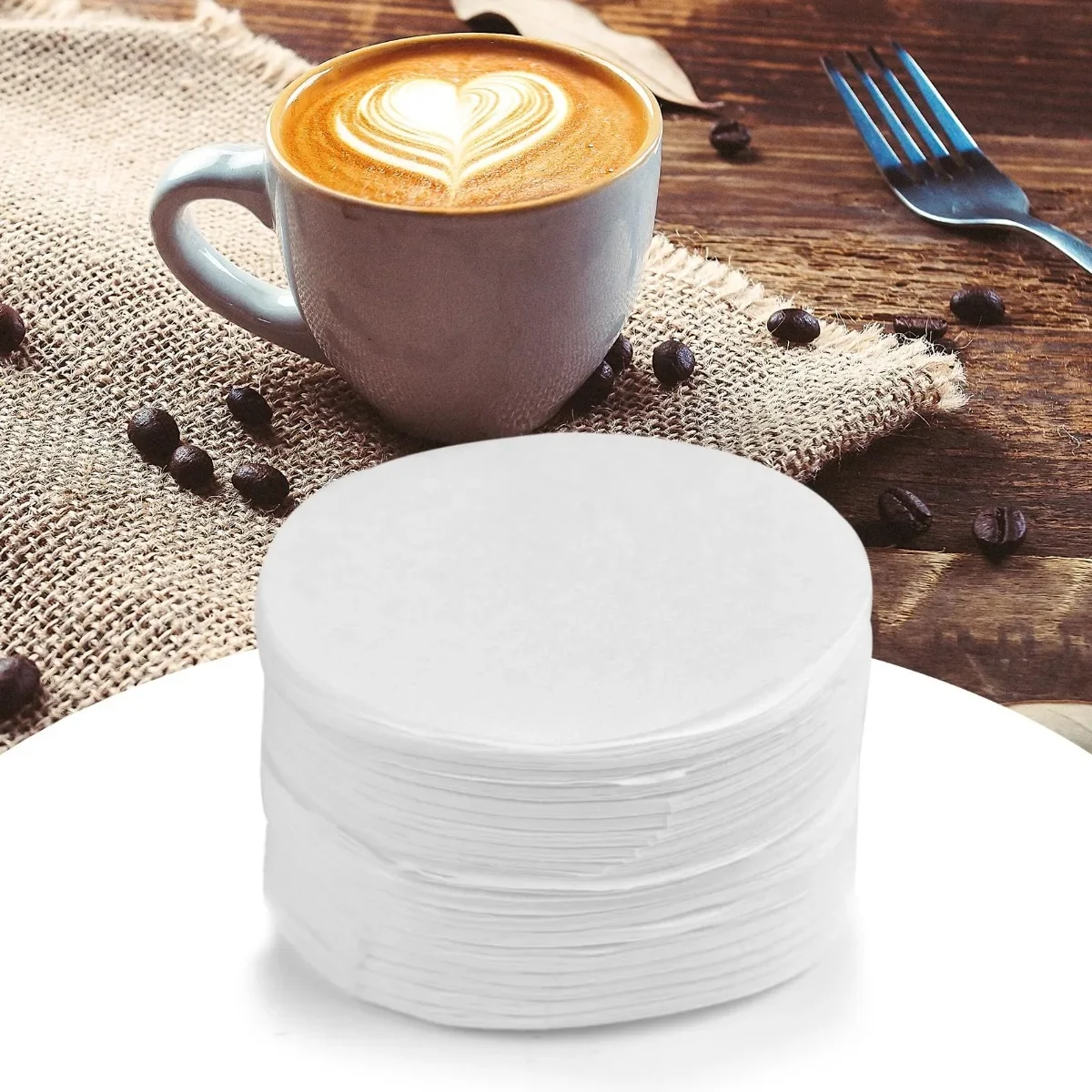 100 Pcs Coffee Filter Paper 51/53/56/58/60/62/64mm Moka Pot Filter Universal Secondary Water Replacement  Cafe