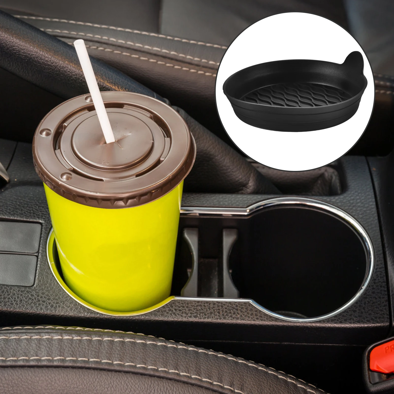 

4pcs Car Coaster Reusable Cup Mats Heat Resistant Silicone Anti Skid Drink Holder Black Round for Car ganization