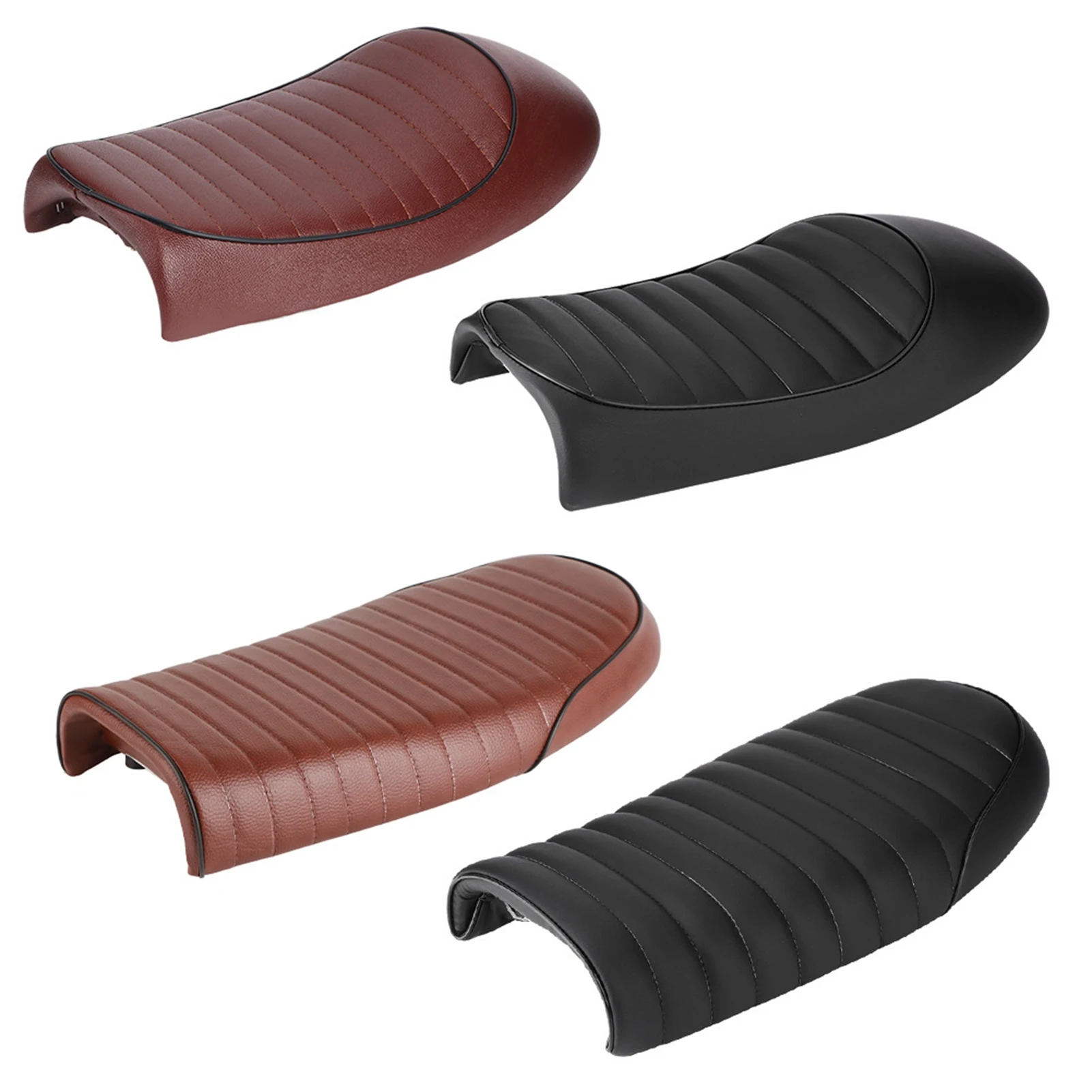 Motorcycle PU Leather Vintage Cafe Racer Refit Seat Flat Saddle Cushion For CG125 GN CG CB400SS