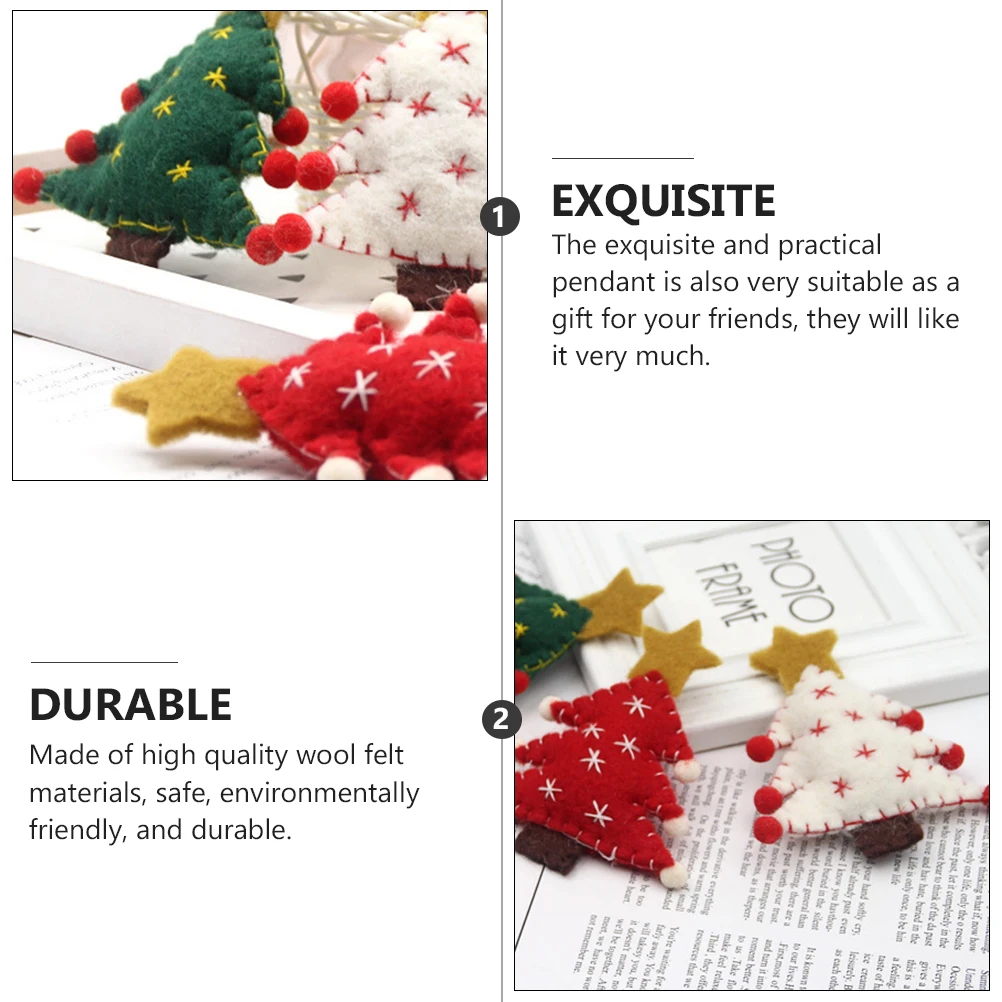 

3 Pcs Wool Felt Christmas Tree Ornaments Handmade DIY Party Decorations for Tree Merry Christmas Gifts Accessories