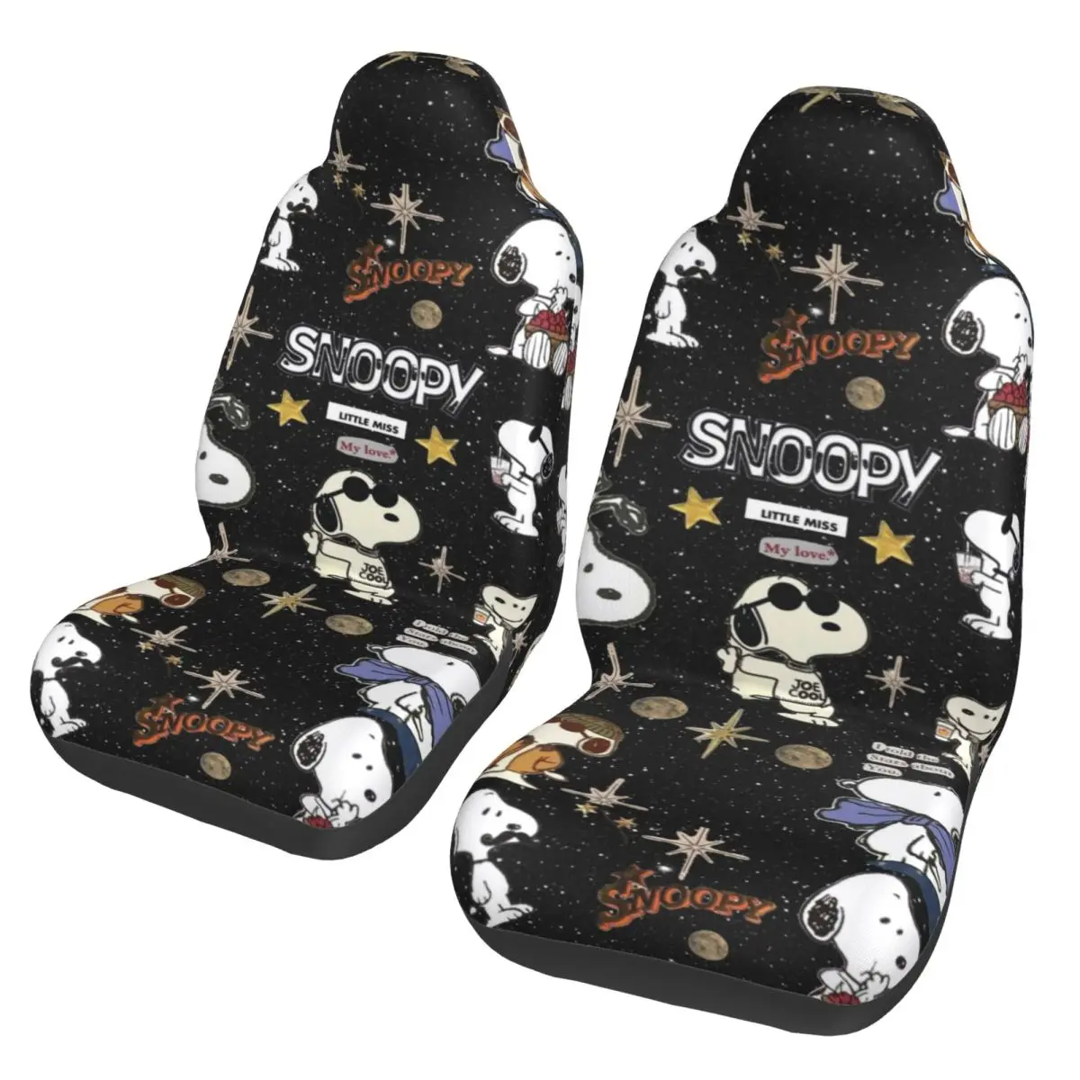 

Snoopys Peanut мультфильм собака автомобильный аксессуар чехлы на сиденья для передних сидений интерьер авто грузовик фургон внедорожник автомобили дышащий чехол набор из 2 шт.
