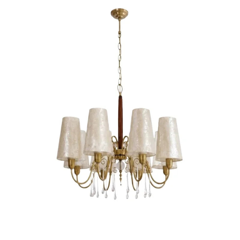 American Retro Fringed Living Room Shell Chandelier High-end Medieval French Bedroom Study Lamp