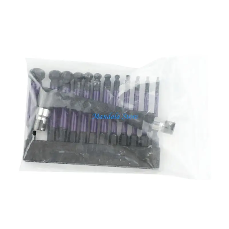 U2JC 13Pcs Ball End End Set 2/2.5/3/3.5/4/5/6/7/8/9/10/12mm Screw Driver Bit Set