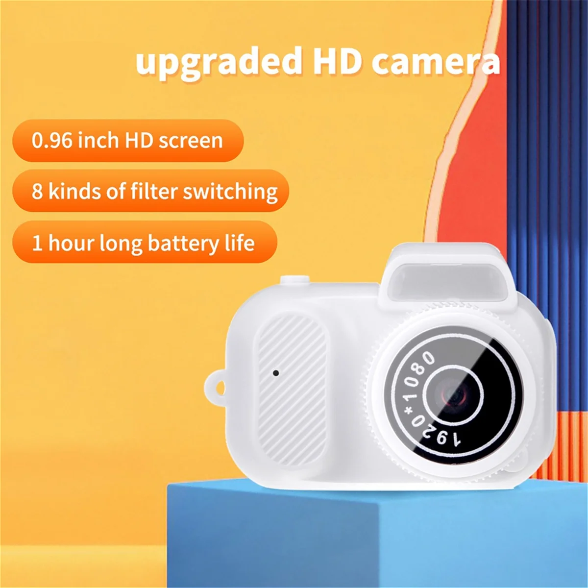 QA88X كاميرا رقمية صغيرة 1080P 2MP 100 دقيقة عمر البطارية كاميرا فيديو صغيرة مع شاشة ملونة شريط للرسغ للمراهقين والأطفال، أ