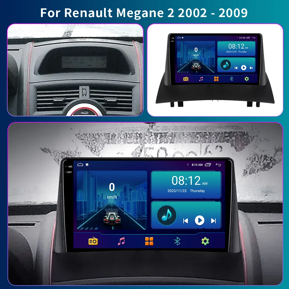 2 Din Android 13 For Renault Megane 2 2002-2009 Car Radio Multimedia Video Player Navigation GPS Carplay Auto Autoradio Stereo