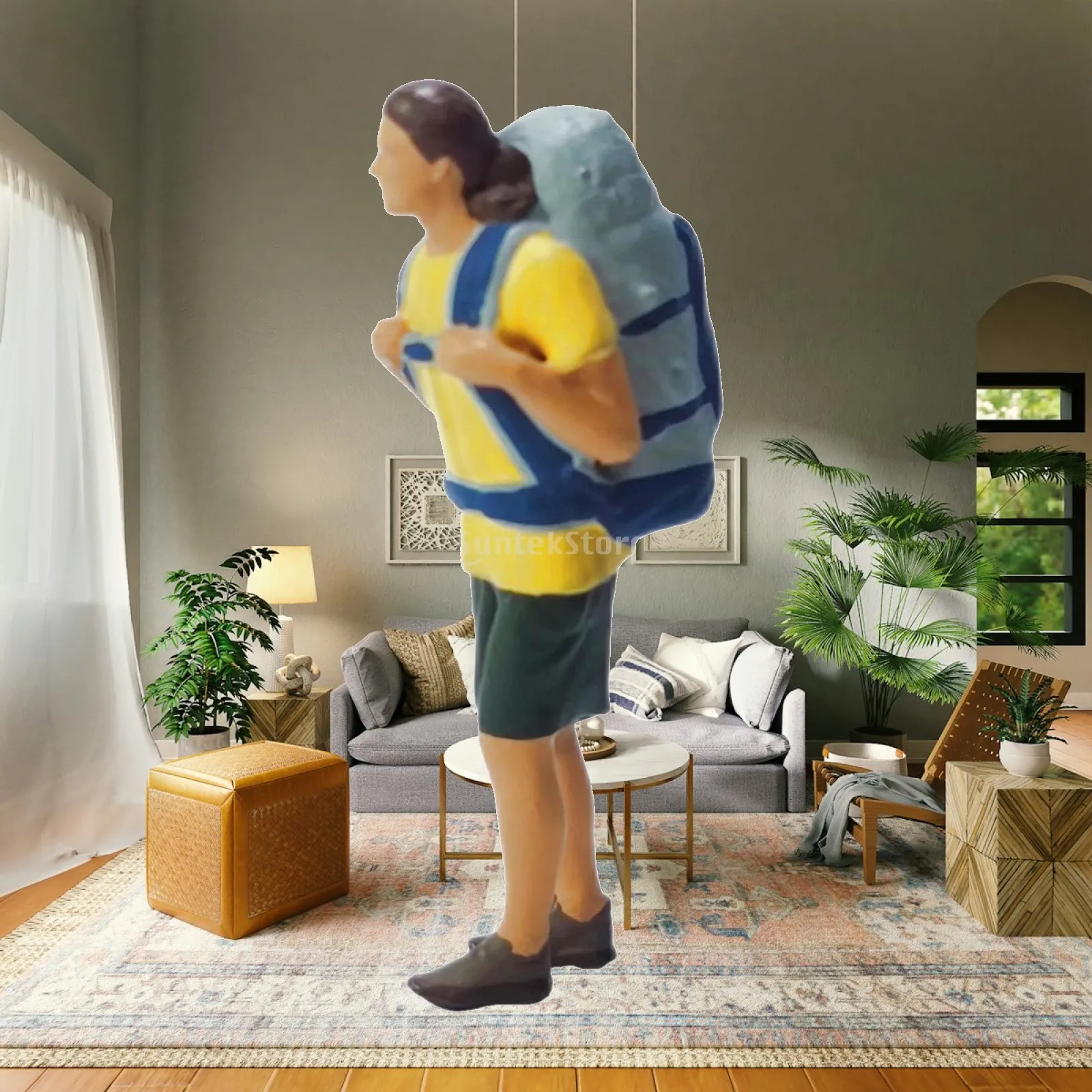 1/64 Figure Character Backpacker S Scale Mini Travelers for Train Railway Diorama Scenery