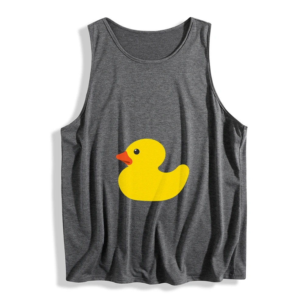

Fashion Sleeveless Top Adorned With Cute Yellow Duck Motif Versatile Cotton Soft Casual Tank Top Tee Fit For Daily Outings