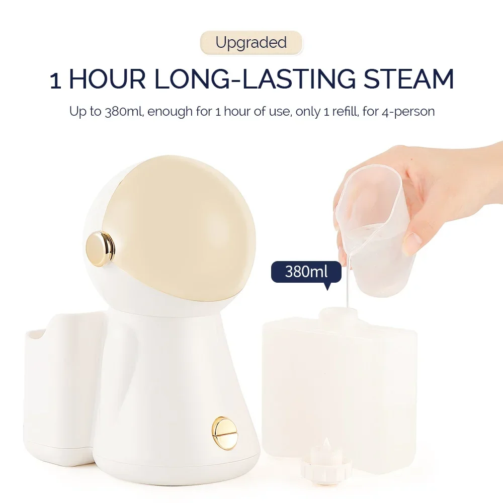 350ML Ozone Facial Steamer LED Light Therapy Skin Rejuvenation Nano Ionic Face Sprayer Steam Beauty Humidifier Steaming Device