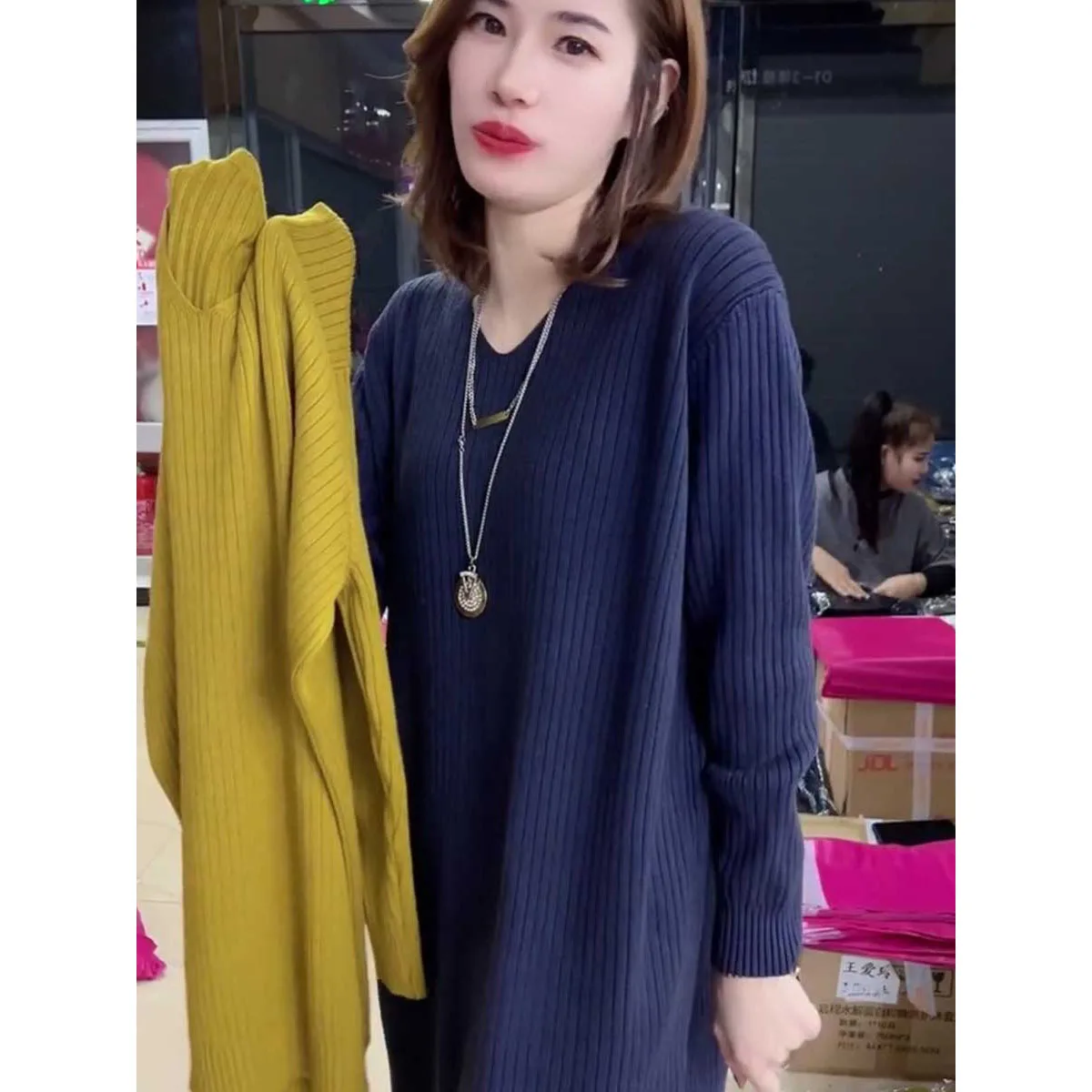 Large Size V-neck Mid-Length Pullovers Sweater Autumn Winter Women Long Knit Bottom Shirt Female Casual Loose Knitted Jumper 4XL