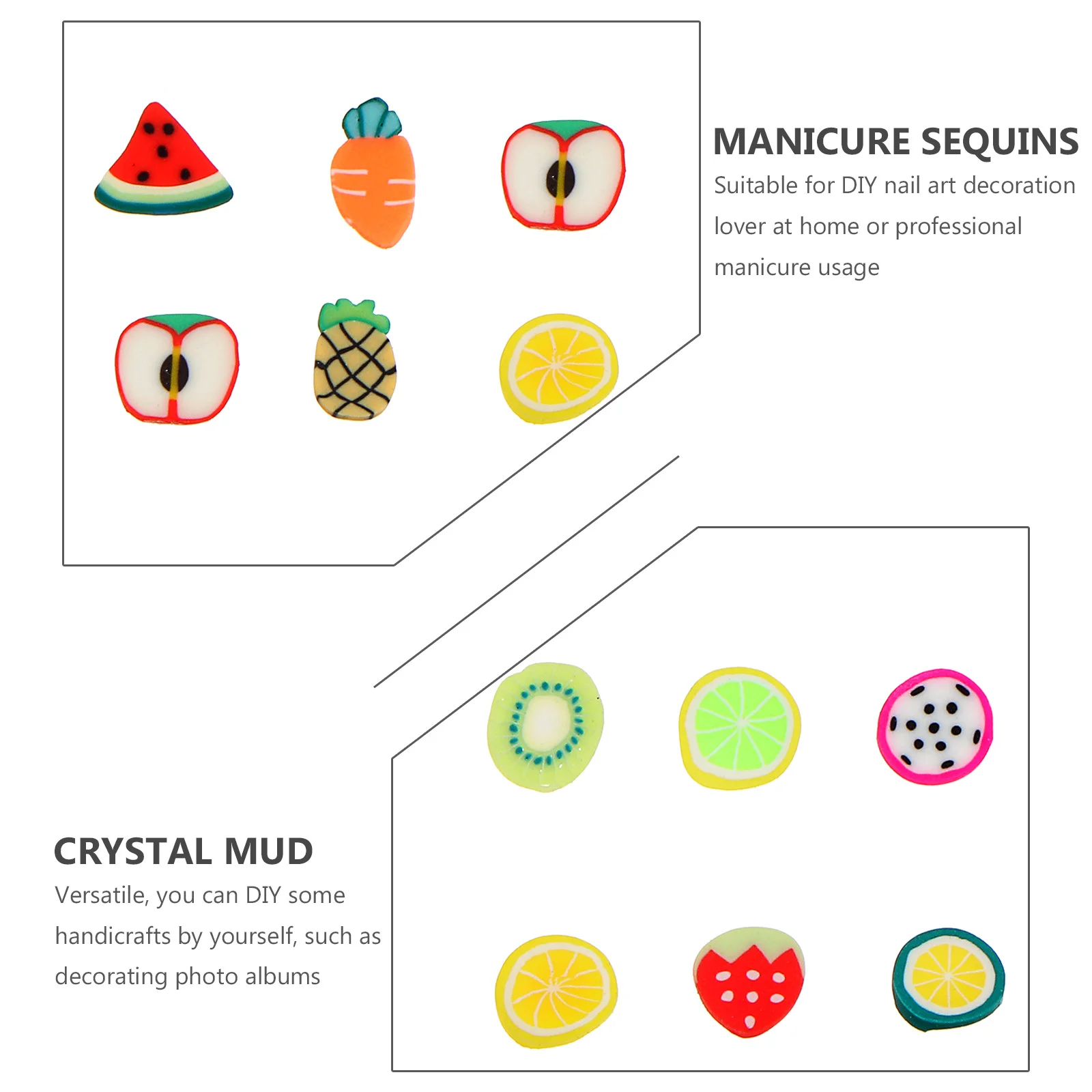

2 коробки блесток для ногтей маникюр блестка кристалл грязь полимерная глина инструменты для наполнения разные цвета фруктовый стиль дизайн ногтей DIY