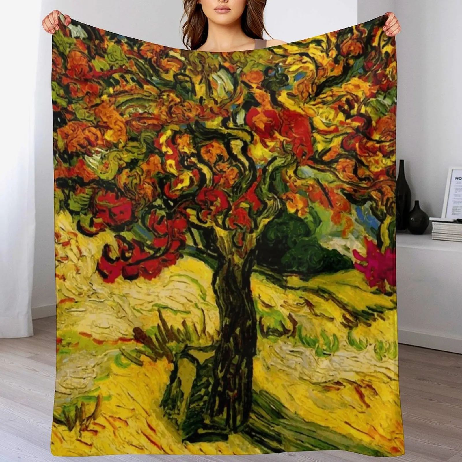 

Van Gogh Mulberry Tree Print Throw Blanket Stain Resistant Cozy Warm Blanket