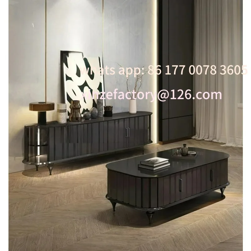 

Customizable Unit Villa Living Room Retro Style Furniture Storage Tea TableFrench Entry Lux TV Cabinet