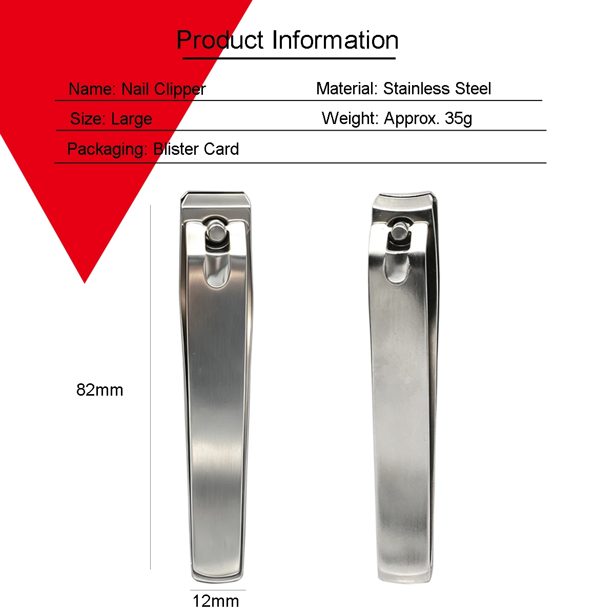 Stainless Steel Nail Clipper And Trimmer Straight Edge Cutter for Manicure Toe And Finger Nail Care Beauty Tool - Detail 1