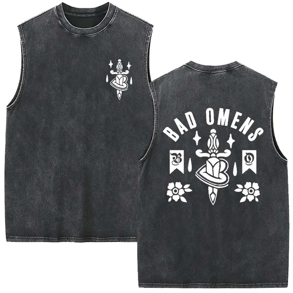Metal Rock Band Bad Omens The Death of Peace of Mind Vintage Washed Tank Tops Men Women Punk Oversized Sleeveless Vest T-shirt