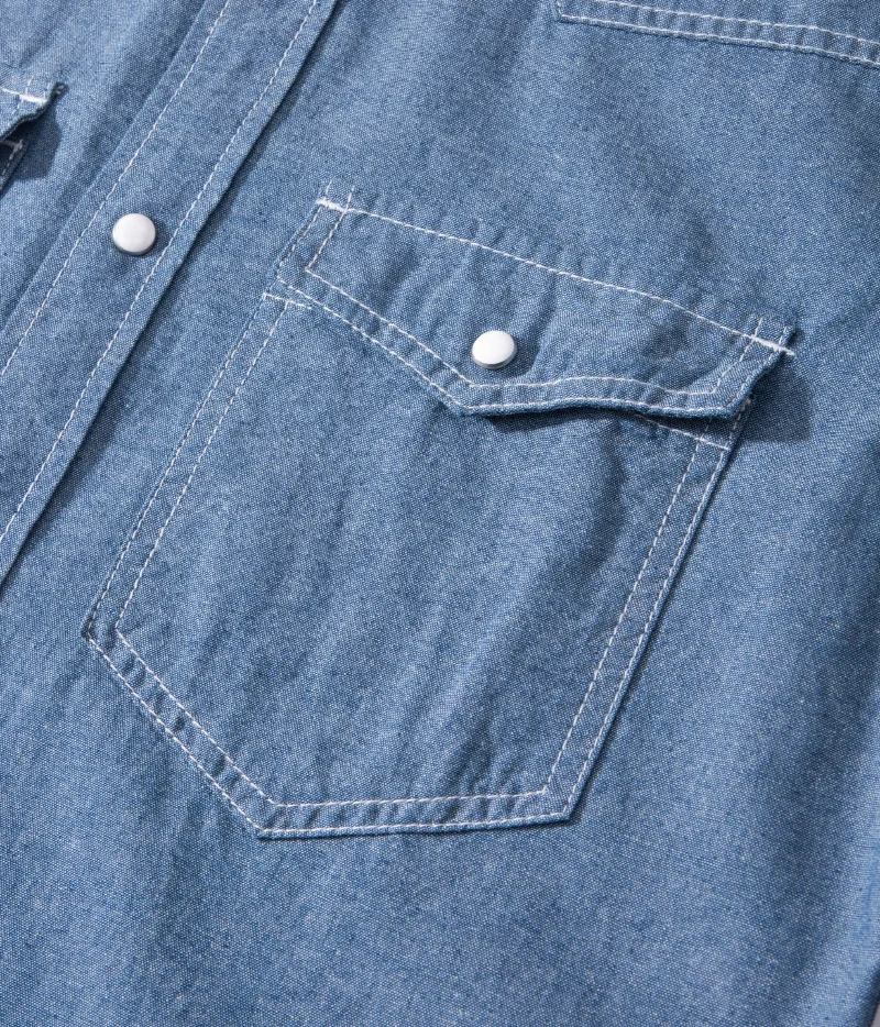 OKONKWO Jugend-Chambray-Oxford-Langarmhemd im europäischen Stil, Outdoor, Trekking, Klettern, Reisen, Sport, Western-Bluse, Arbeitskleidung – Detail 22