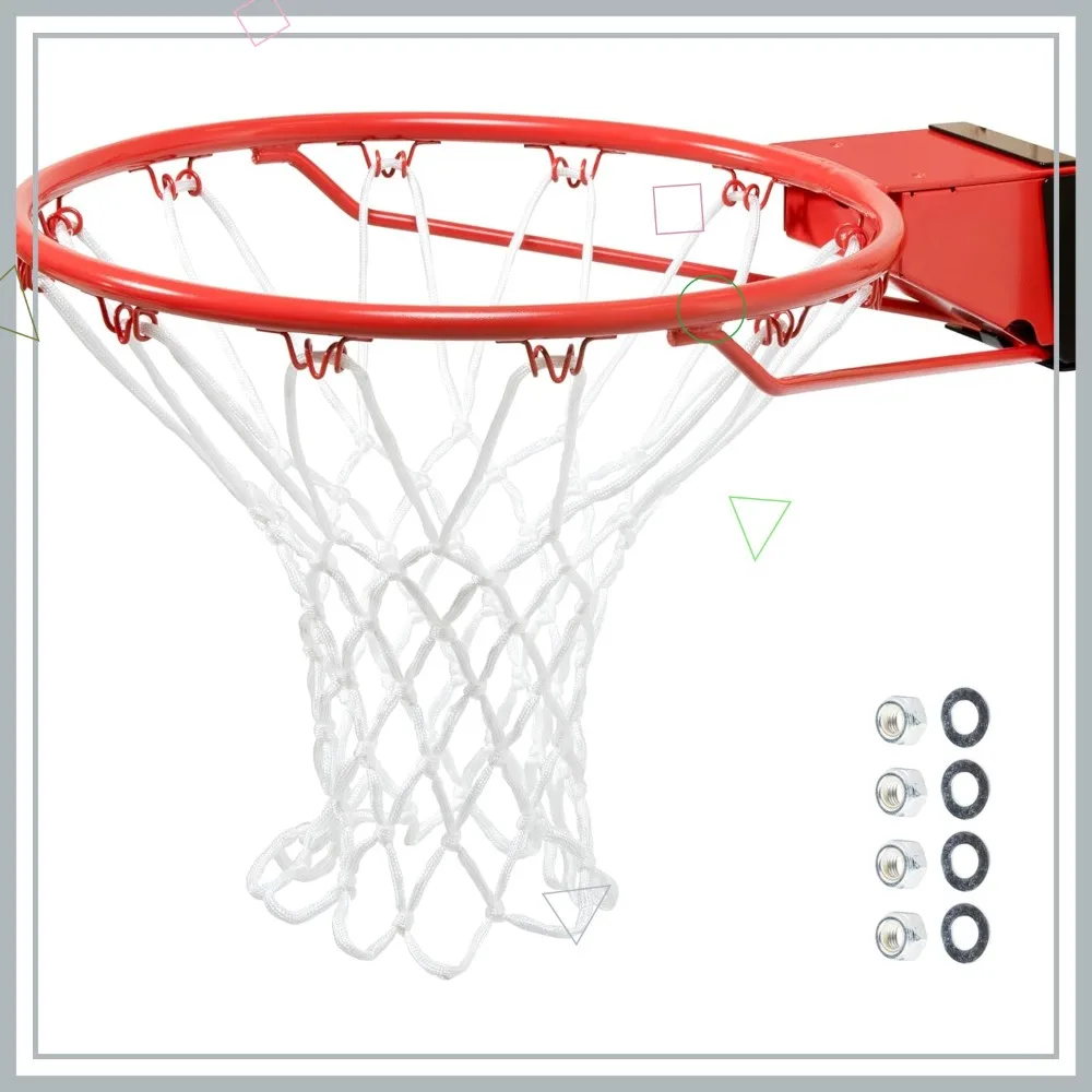 

Standard Breakaway Basketball Rim with Nylon Net - Durable & Safe for Portable Hoops, Backyard Games