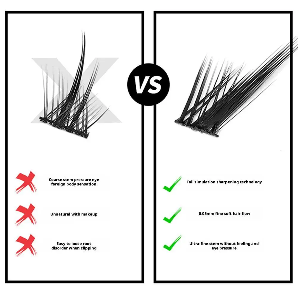 Sztuczne rzęsy Fox Baby Straight Black Naturalne Symulacja Grube Pojedyncze Kępki Przedłużanie Rzęs Narzędzie do Makijażu