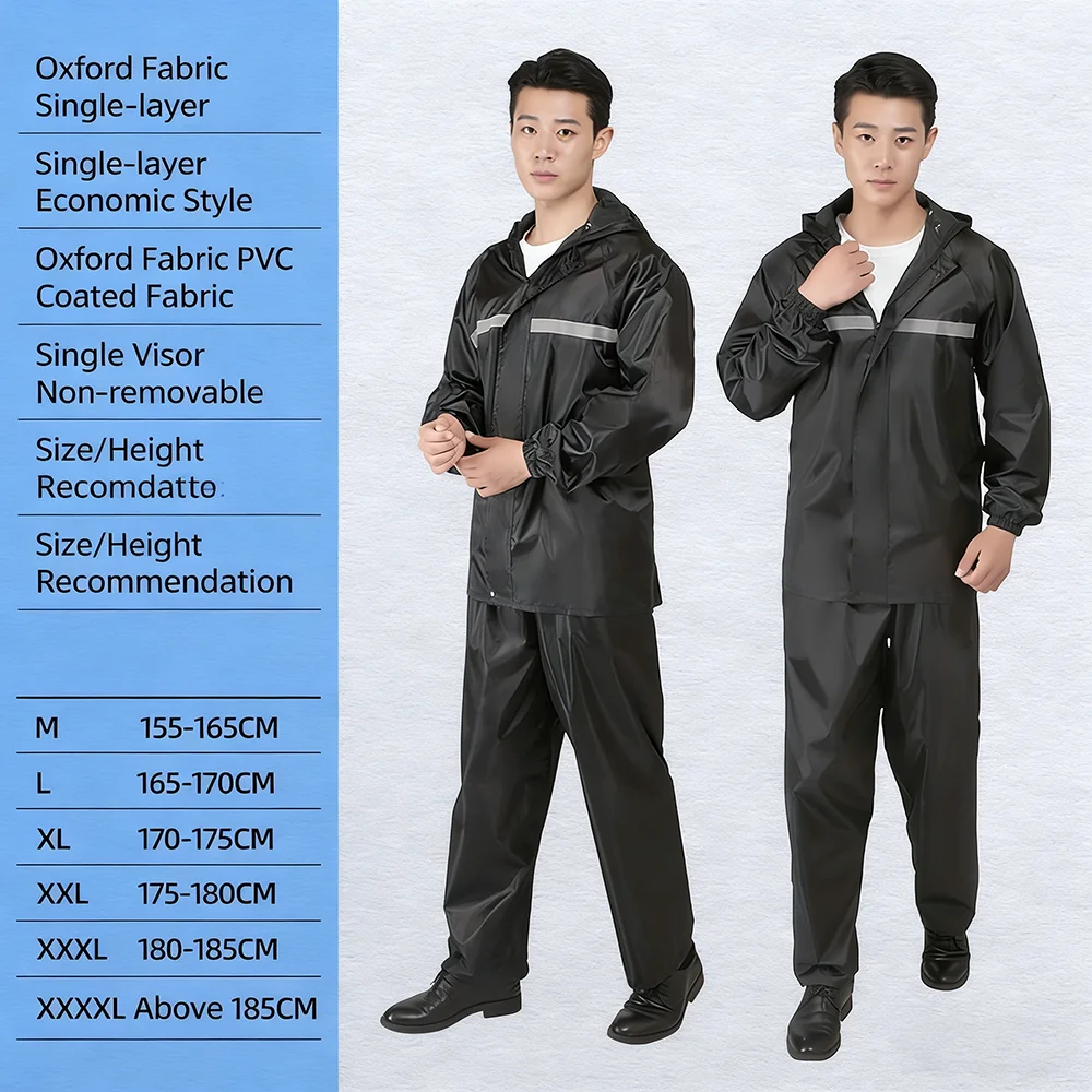 Motorcycle Rain Suit Men Women Rain Gear Waterproof Protective Rain Coat with Pants Foldable Windproof Reflective Breathable - view 5