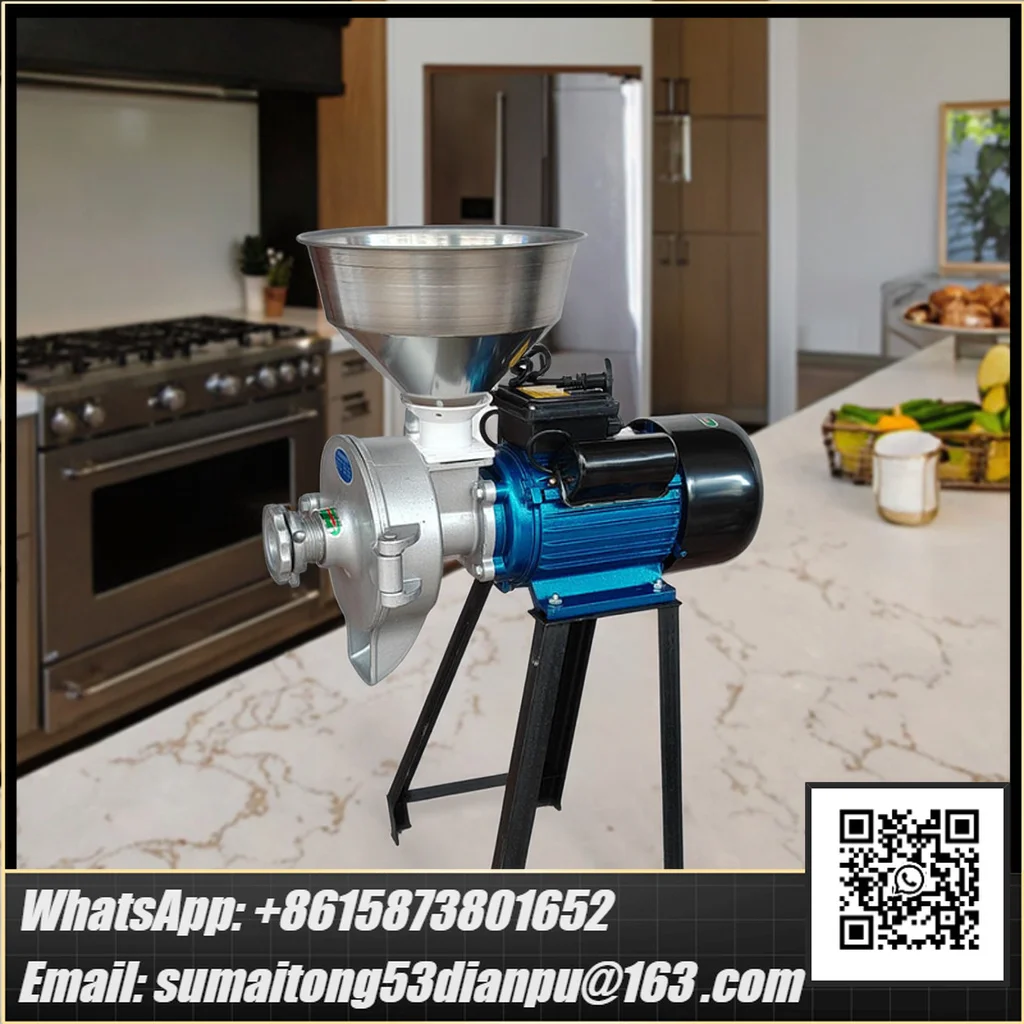 Portable 220V/110V Engine Dry Wet Maize Flour Milling Machine Grinder Rice Bean Pepper Powder Wheat Flour Mill Home Use