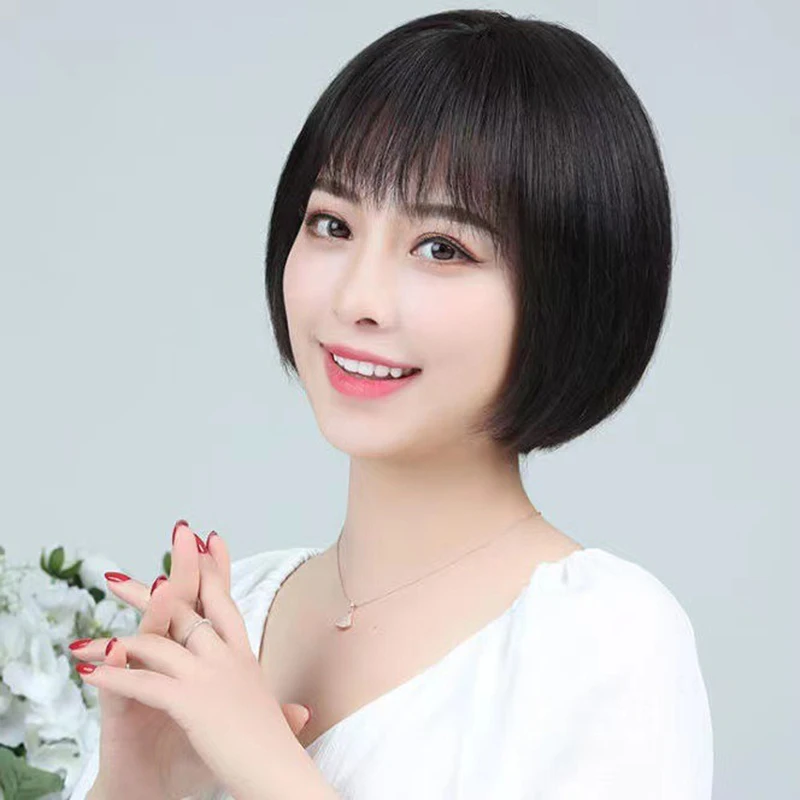 

Lady Daily Match Simulation Bob Haircut Evening Party Woman Short Hair Headgear Dinner Party Straight Bangs Student Head Wig