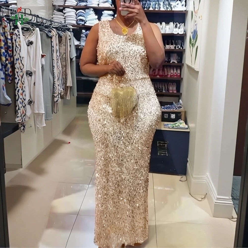 فستان أفريقي جديد للمرأة فستان تركيا سترة بروكيد لامعة مكشكشة الكتف مطرزة فستان ماكسي حفل زفاف أفريقيا الملابس