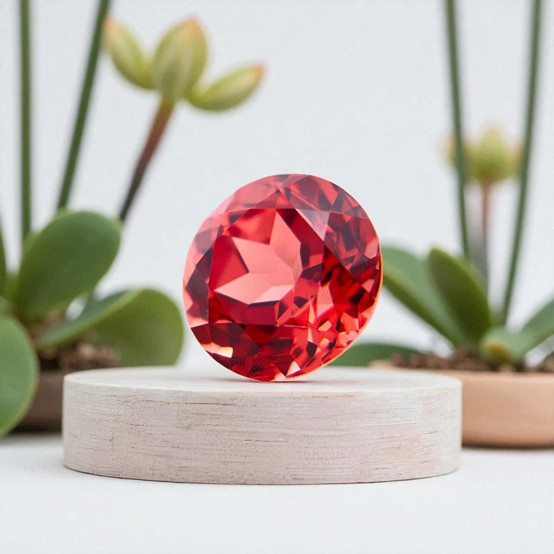 قطع مستديرة مختبر نمت Padparadscha النار لوتس خرز تميمة DIY بها بنفسك صنع المجوهرات قلادة المواد اختيار شهادة AGL #3