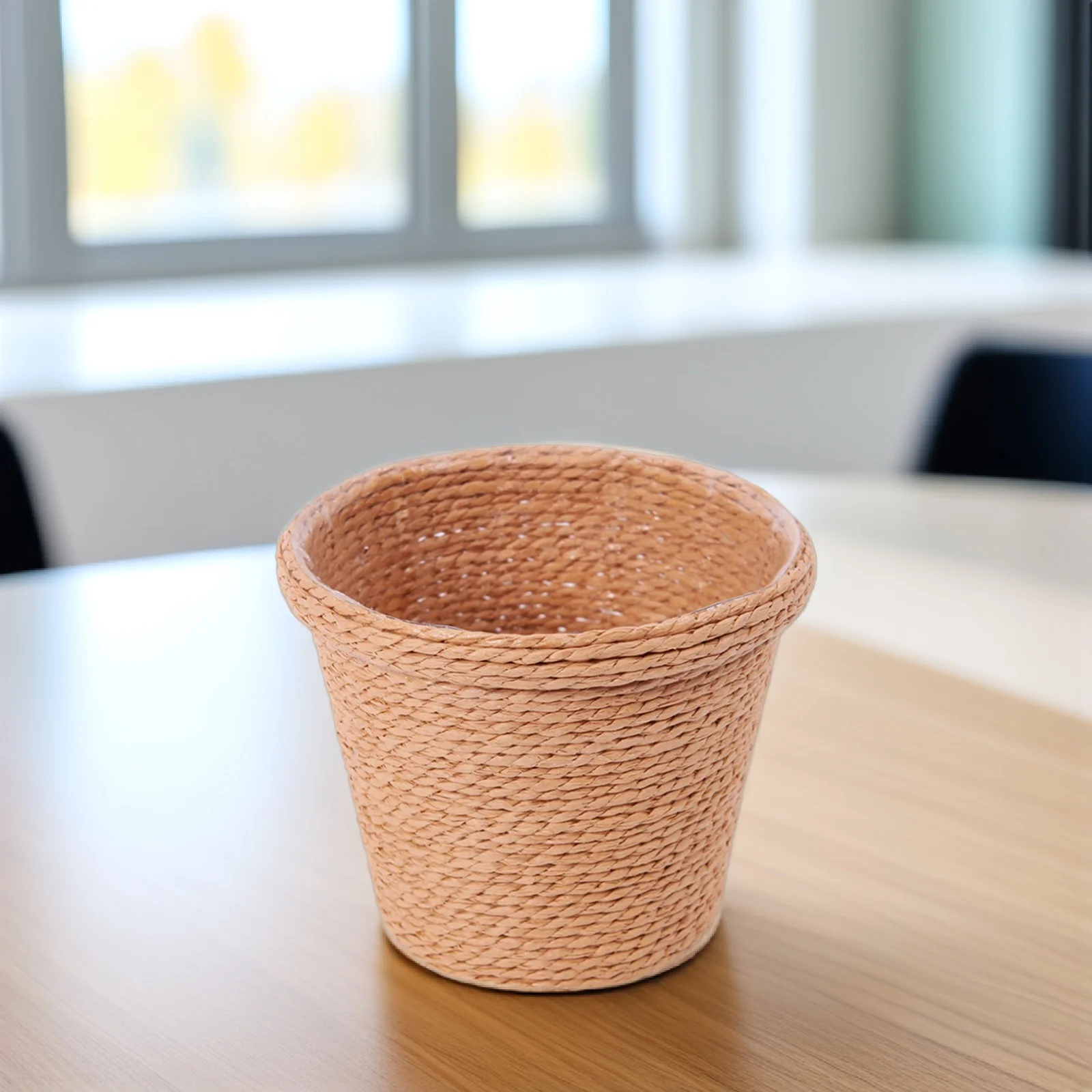 

Straw Flowerpot Retro Planter Storage Basket Creative Vase for Succulents Home Decor Seaweed Material Durable Circular Pot