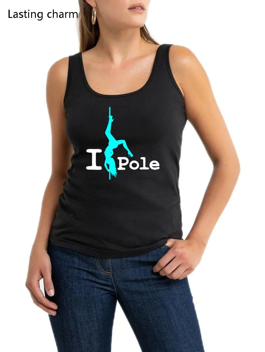 Pole Dance I Pole Print Long Tank Top Women's Sleeveless Fitness Sports Top