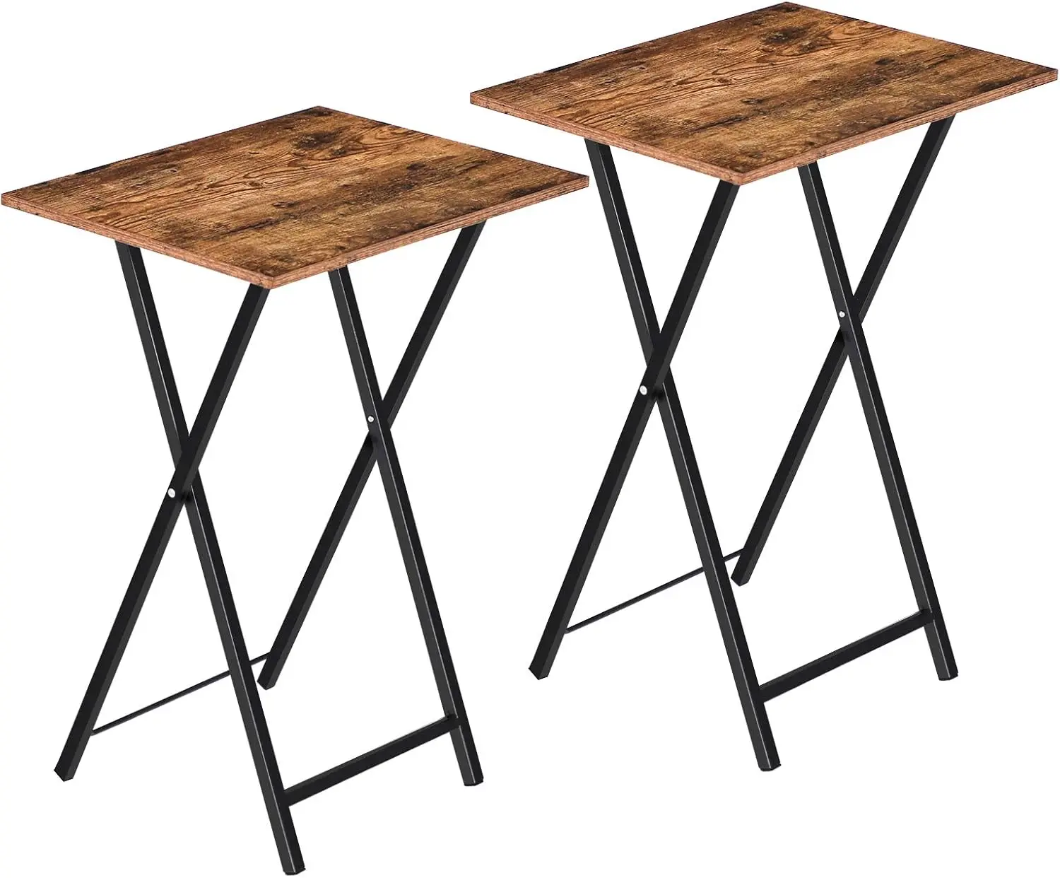 

Set of 2 Folding TV Tray Tables, Industrial Snack Tables for Small Spaces, Stable Metal Frame, Easy Assembly