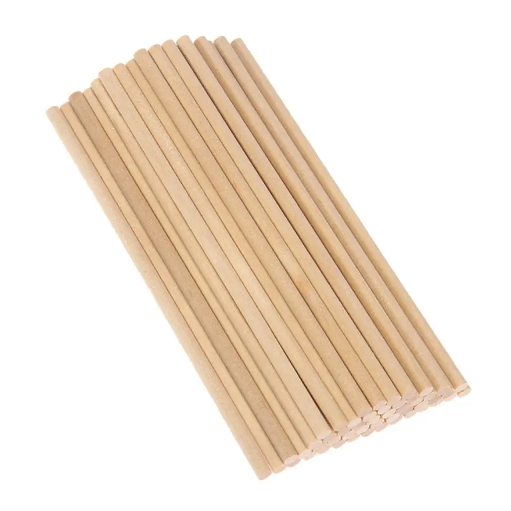 50 แพ็คตะเกียบไม้ตะเกียบ Sticks ไม้รอบ Sticks รอบ Stick หัตถกรรมไม้สําหรับโครงการหัตถกรรม