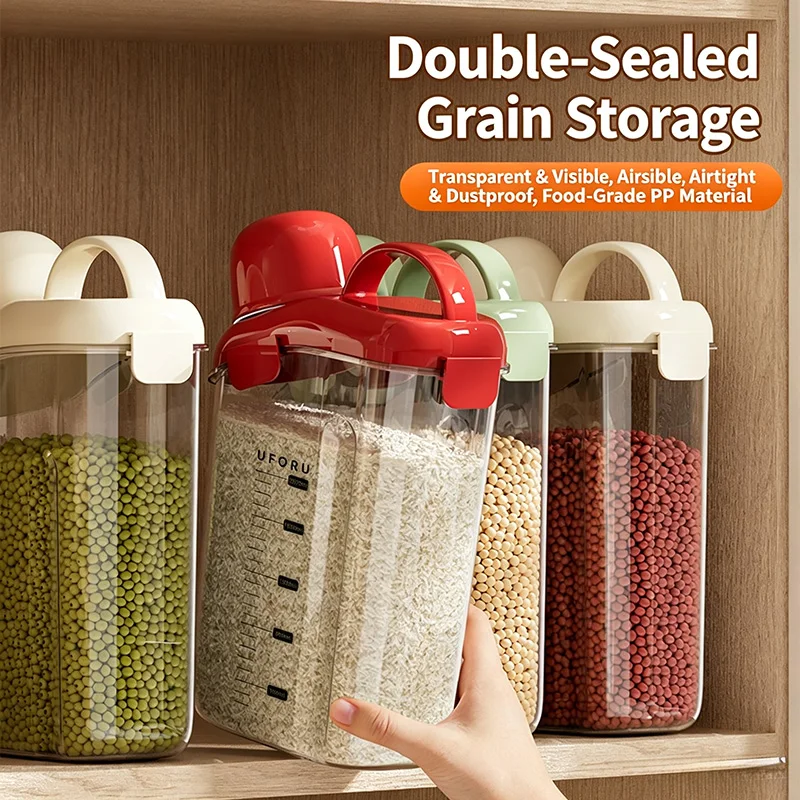 Airtight Grain Storage Jar Food Grade Clear Plastic Sealed Container Household Kitchen Multigrain Cereal Moisture Proof Canister