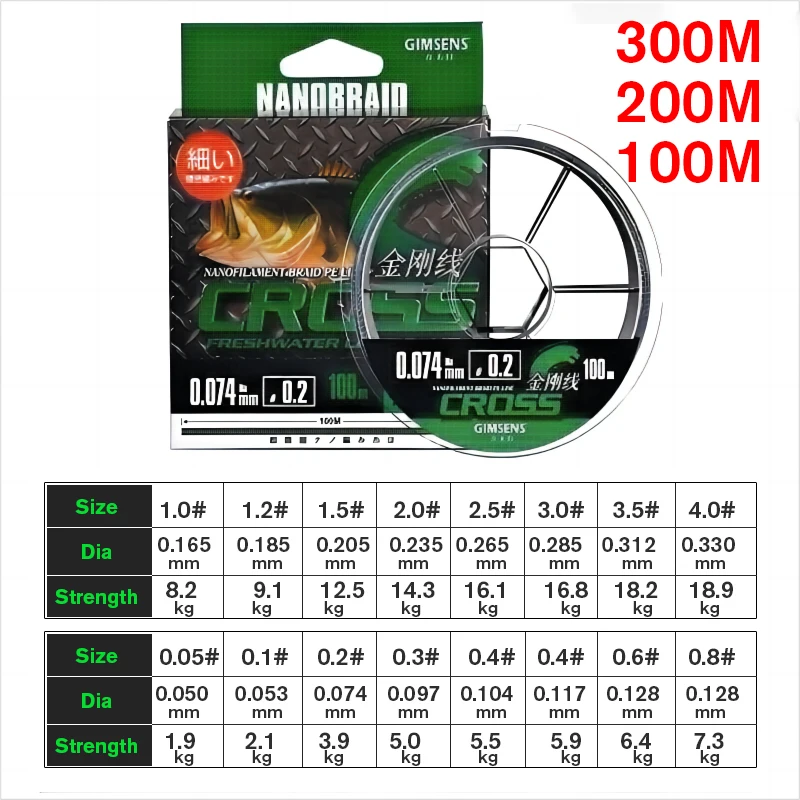 Japan Super Thiner 4 Strands Braided Fishing Line 100M/200M/300M Super Strong Smooth Multifilament Fishing Line For Carp Fishing