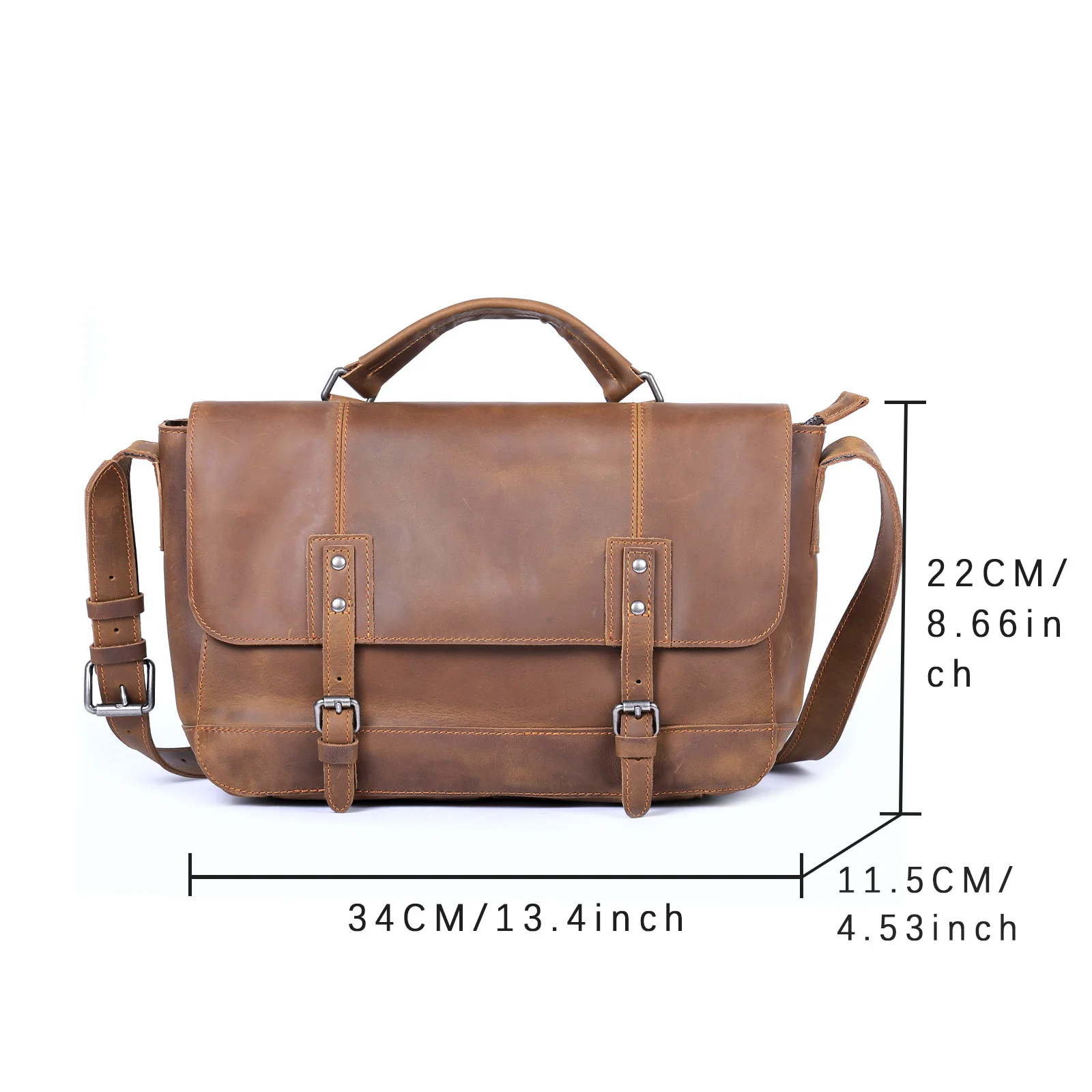 S.WORKER Vintage Herren-Umhängetasche aus Echtleder, Handgefertigte Crossbody-Tasche, Geschenk für Männer, für Handy & Schlüssel – Detail 3