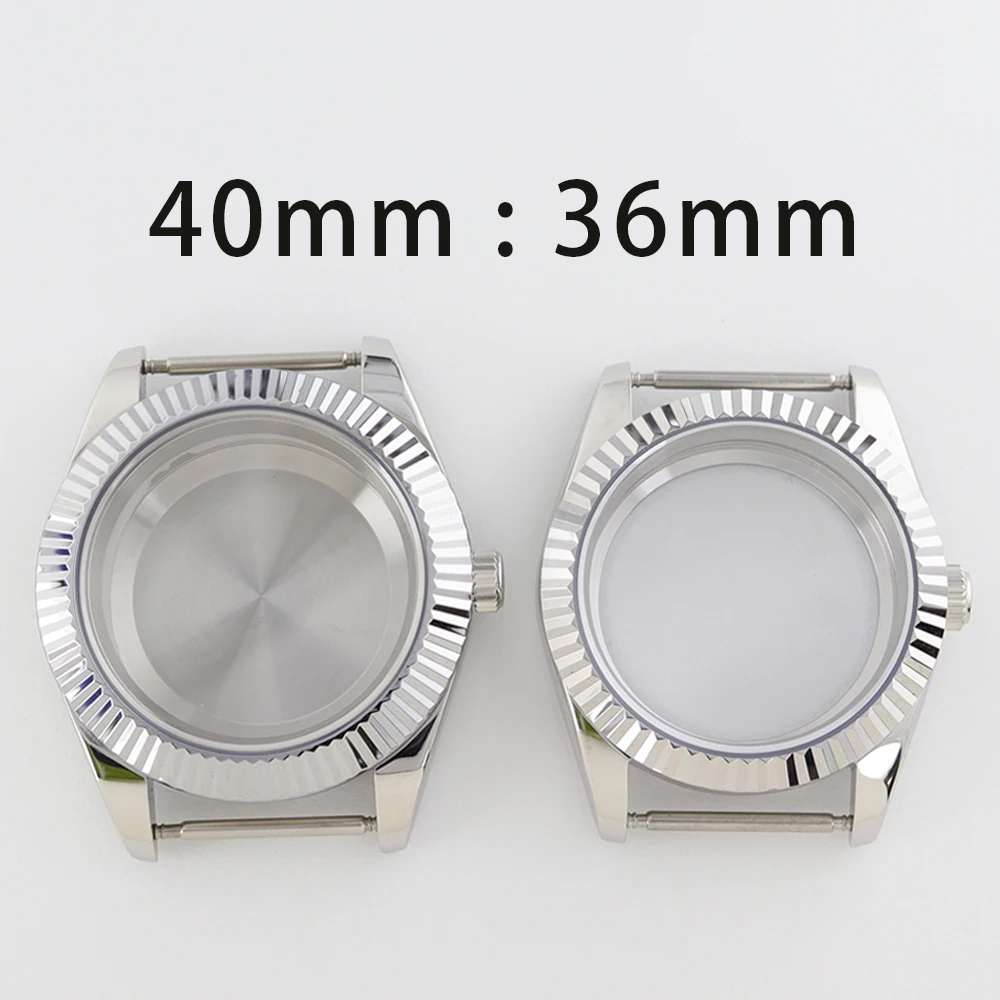 36mm/40mm Uhrengehäuse mit geriffelter Lünette, Glide-Lock-Armband, Saphirglas für DJ SK NH35 NH36 NH34 NH70 Miyota 8215 Uhrwerk Air King Oyster – Detail 1